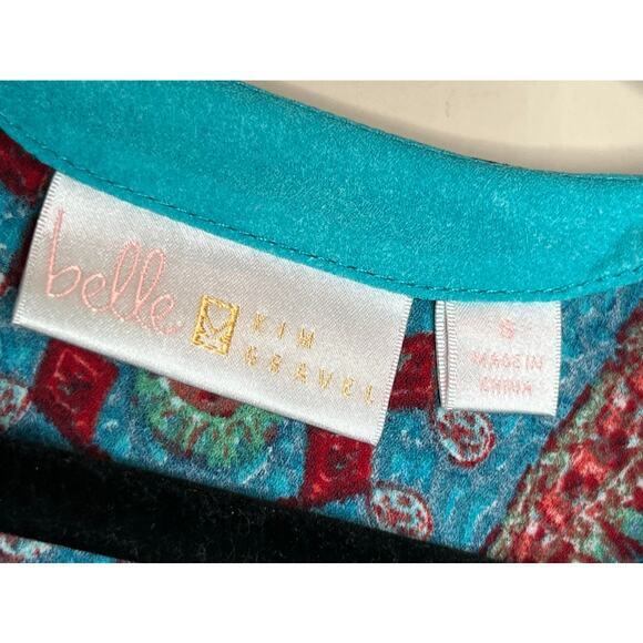 NWT Belle by Kim Gravel Printed V-Neck Lace-Up Poncho SIZE SMALL - Picture 2 of 6